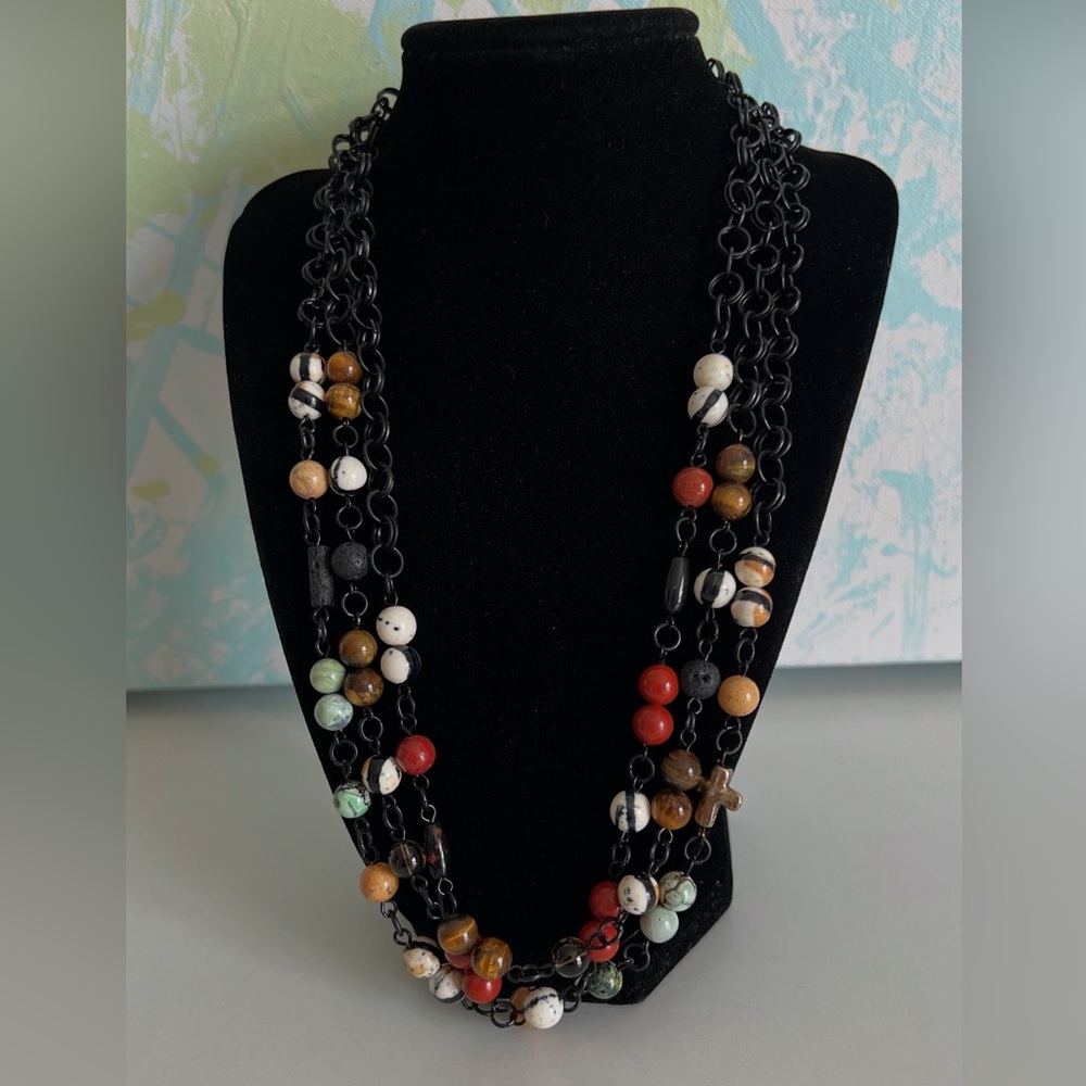 “Chain” style necklaces with black wire by JILpeaces